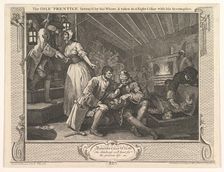 The Idle Prentice Betrayed by his Whore and Taken in a Night Cellar with hi..., September 30, 1747. Creator: William Hogarth