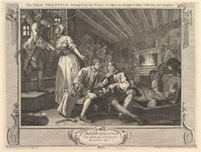 The Idle Prentice Betrayed by his Whore and Taken into a Night Cellar with ..., September 30, 1747. Creator: William Hogarth