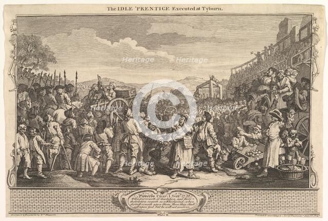 The Idle 'Prentice Executed at Tyburn: Industry and Idleness, plate 11, September 30, 1747. Creator: William Hogarth.