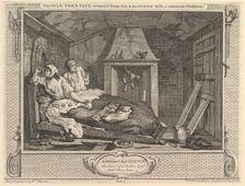 The Idle Prentice Returned from Sea and in a Garret with a Common Prostitut..., September 30, 1747. Creator: William Hogarth