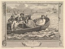 The Idle Prentice Turned Away and Sent to Sea: Industry and Idleness, plate 5, September 30, 1747. Creator: William Hogarth