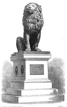 The Idstedt Lion at Flensburg, monument of the Schleswig-Holstein-War of 1850, (1864). Creator: Unknown