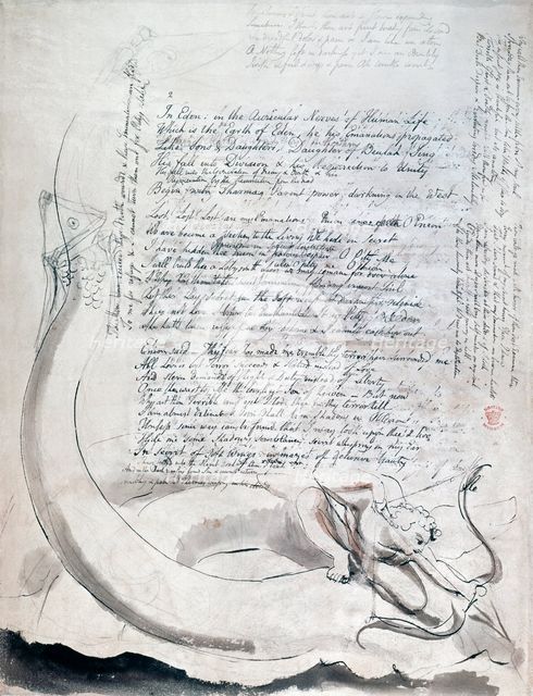 The illustrated poem 'The Four Zoas', by William Blake, c1797.  Creator: William Blake.