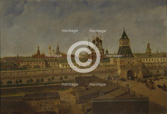 The Ilyinsky Gates in Moscow, Mid of the 19th cen.. Artist: Moiseyev, Pyotr Ivanovich (?-1865)