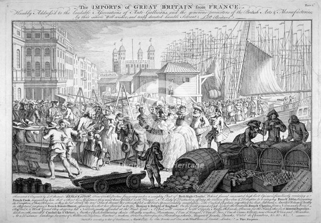 'The imports of Great Britain from France', 1757.     Artist: LP Boitard