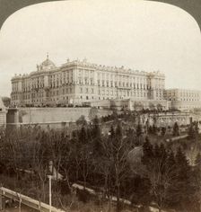 The imposing Royal Palace, and Royal Park Campo del Moro...Madrid, Spain 1902. Creator: Underwood & Underwood