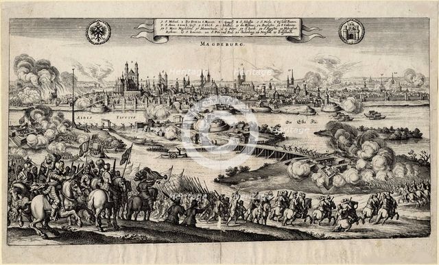 The Imperial army under Johann Tserclaes Count of Tilly storms and sets fire to Magdeburg, 1637.