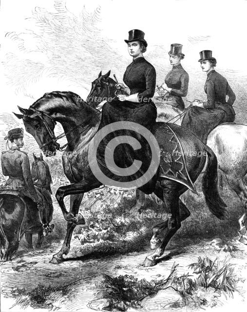 The Imperial Crown Princess of Germany at the German Army Manoeuvres, 1883. Creator: Unknown.