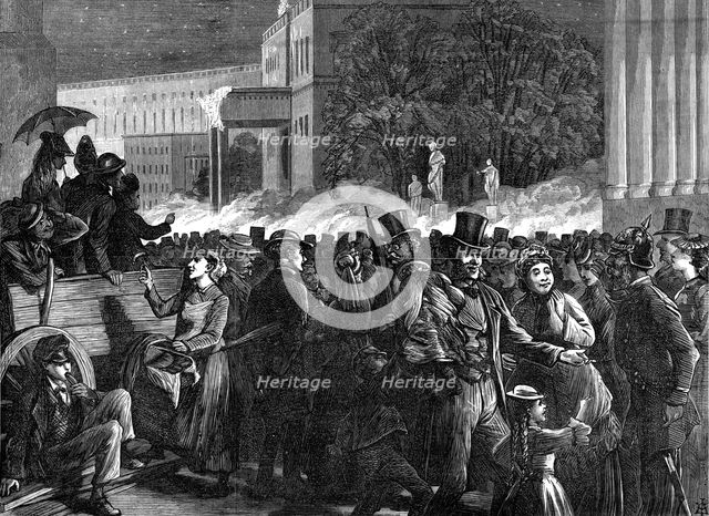 The Imperial Festivities at Berlin: crowd at the illuminations, Serenade by Prussian Guards, 1872. Creator: Unknown.