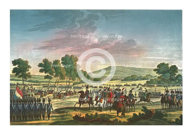 The Imperial Guard Manoeuvring in the Presence of the Two Emperors at Tilsit, 28 June 1807, (c1850). Artist: Edme Bovinet.