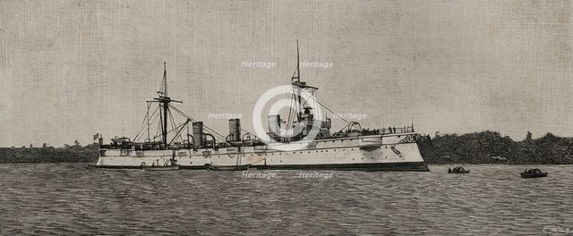 The Imperial German Navy protected cruiser SMS Kaiserin Augusta, (1892-1920), 1898. Creator: Tomás Carlos Capuz.