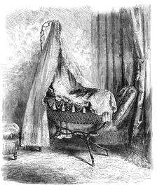 The Imperial Prince in his Cradle - from a photograph taken at the Tuileries, by M. Richebourg, Creator: Unknown