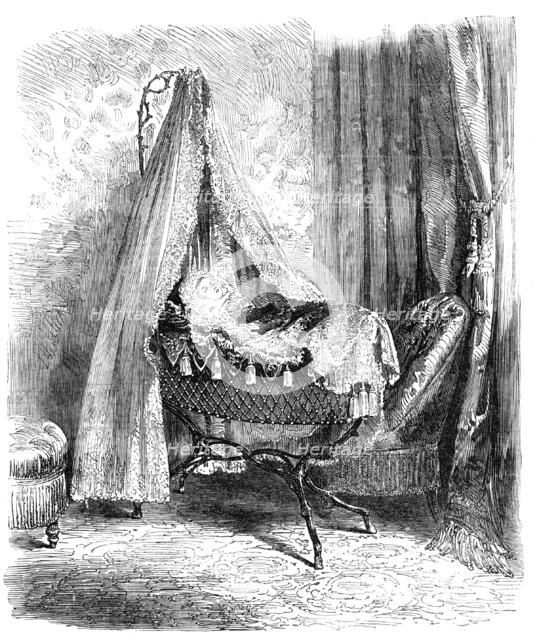 The Imperial Prince in his Cradle - from a photograph taken at the Tuileries, by M. Richebourg,  Creator: Unknown.