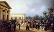 The Imperial Russian Guard in Tsarskoye Selo in 1832 1841. Artist: Franz Kruger