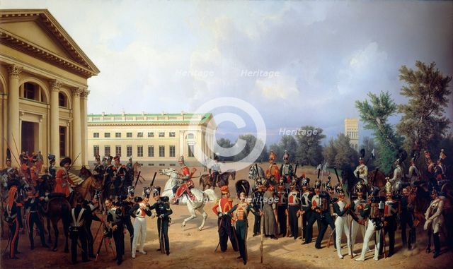 'The Imperial Russian Guard in Tsarskoye Selo in 1832', 1841.  Artist: Franz Kruger