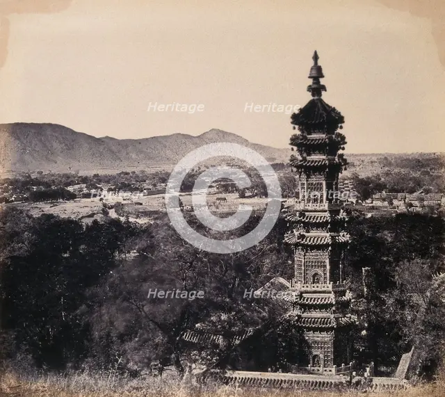 The Imperial Summer Palace (Yuan ming yuan), Beijing, China: the pagoda. Creator: Felice Beato.