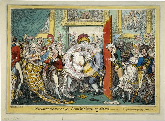 The Inconveniences of a Crowded Drawing Room, 1818. Artist: Cruikshank, George (1792-1878)