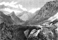 The Inca's Bridge (natural formation), Pass of Uspallata, South America, 1868. Creator: Mason Jackson