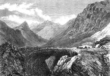 The Inca's Bridge (natural formation), Pass of Uspallata, South America, 1868. Creator: Mason Jackson