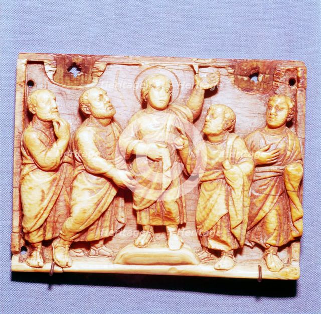 The Incredulity of Thomas, Ivory Panel, Byzantine Casket, 5th century. Artist: Unknown.