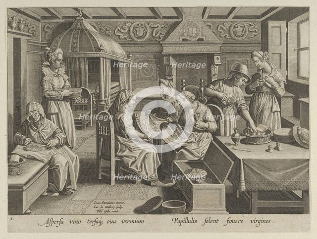 The Incubation of the Silkworm Eggs, Plate 3 from "The Introduction of the Silkworm" [..., ca. 1595. Creator: Karel van Mallery.