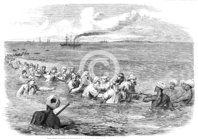 The Indo-European Telegraph: Landing The Cable in the mud at Fao, Persian Gulf, 1865. Creator: Unknown.