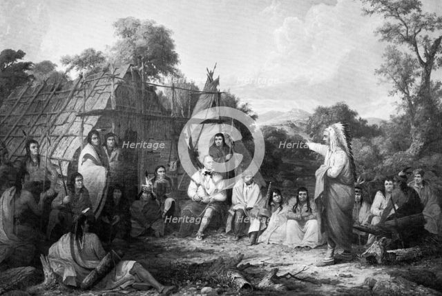 'The Indian Council', c1847.Artist: Seth Eastman
