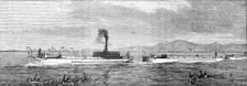 The Indian Famine: steam-tugs and lighters for conveying grain, 1874. Creator: Unknown