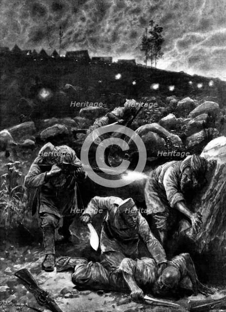 The Indian Frontier Rising: a sniping affair by the camp, 1898. Creator: Unknown.
