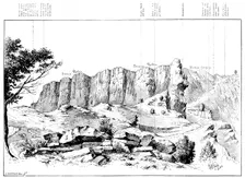 The Indian Frontier Rising: Dargal, viewed from the rocks..., 1898. Creator: Carl Hentschel