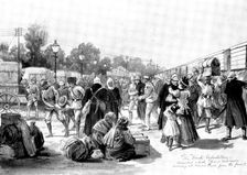 The Indian Frontier Rising: wounded and sick officers and men arriving at Rawal Pindi..., 1898. Creator: Unknown