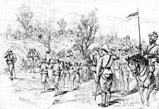 The Indian Frontier Rising: watching the conveyance of the dead - a daily occurrence, 1898. Creator: Unknown