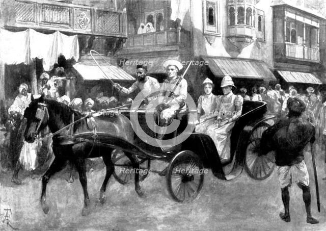 The Indian Frontier Rising: the Bombay Riots: removing nurses...to a place of safety, 1898. Creator: Unknown.