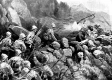 The Indian Frontier Rising: the King's Own Scottish Borderers storming a sangar..., 1898. Creator: William Barnes Wollen