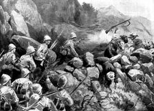 The Indian Frontier Rising: the King's Own Scottish Borderers storming a sangar..., 1898. Creator: William Barnes Wollen