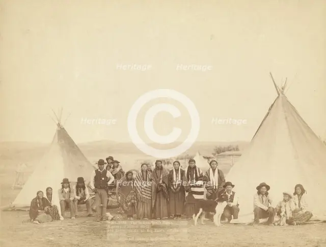 The Indian Girl's Home A group of Indian girls and Indian police at Big Foot's village..., 1890. Creator: John C. H. Grabill.