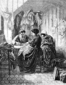 "The Industrious Needlewomen" - painted by M. Trayer - from the Exhibition of French Artists, 1856. Creator: Unknown