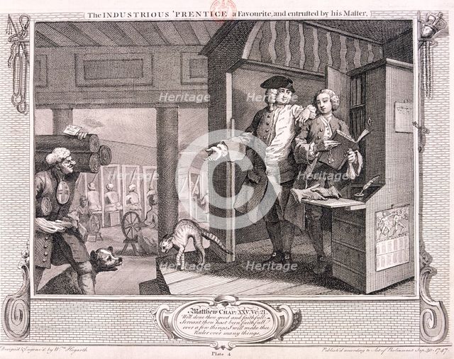 'The industrious apprentice a favourite ...', plate IV of Industry and Idleness, 1747. Artist: William Hogarth