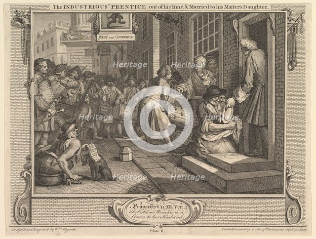 The Industrious 'Prentice Out of his Time and Married to his Master's Daught..., September 30, 1747. Creator: William Hogarth.