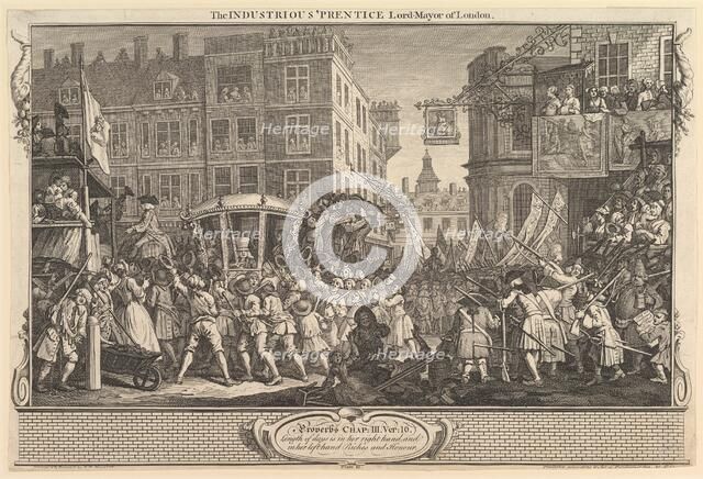 The Industrious 'Prentice Lord Mayor of London: Industry and Idleness, plate..., September 30, 1747. Creator: William Hogarth.