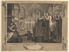 The Industrious Prentice Performing the Duty of a Christian: Industry and I..., September 30, 1747. Creator: William Hogarth