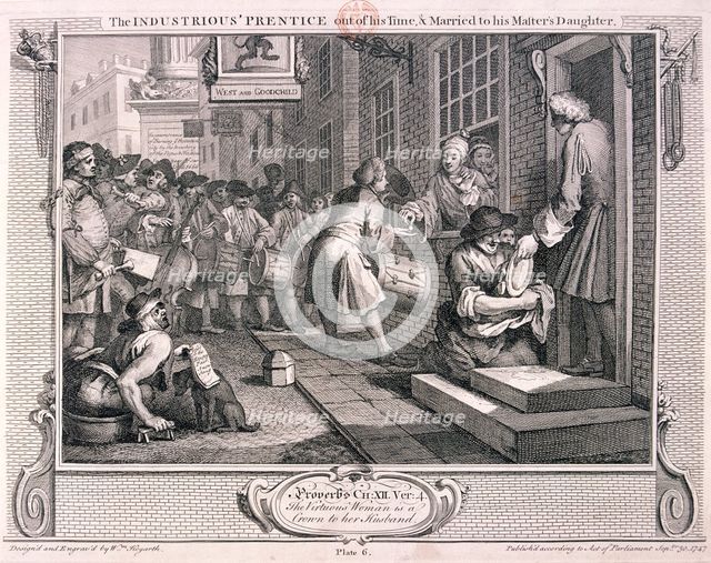 'The industrious 'prentice...married...', plate VI of Industry and Idleness, 1747. Artist: William Hogarth