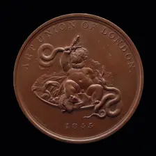 The Infant Hercules Strangling Two Serpents [reverse], 1845. Creator: Alfred Joseph Stothard