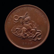 The Infant Hercules Strangling Two Serpents [reverse], 1845. Creator: Alfred Joseph Stothard