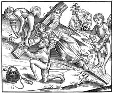 The infant Richard of Pontoise crucified by Jews, 1493 (1849).Artist: Pierre Wolgmuth