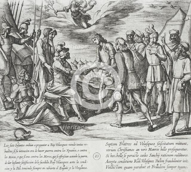 The Infantes Offer Their Assistance to Ruy Velazquez and He Falsely Makes Peace with Them, 1612. Creator: Antonio Tempesta.