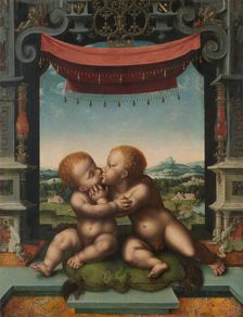 The Infants Christ and Saint John the Baptist Embracing, 1520/25. Creators: Joos van Cleve, Workshop of Joos van Cleve