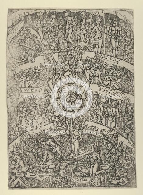 The Inferno according to Dante, after the Last Judgment fresco in the Campo Santo, ..., ca. 1460-80. Creator: Anon.