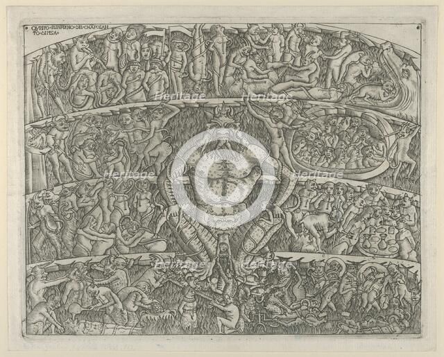 The Inferno according to Dante, after the Last Judgment fresco in the Campo Santo, ..., ca. 1460-80. Creator: Anon.