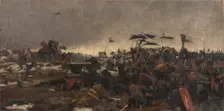 The inhabitants of Cassel throw themselves at the mercy of Philip the Good in the marshes of Saint- Creator: Tattegrain, Francis (1852-1915)